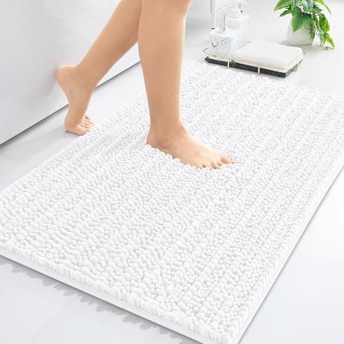 Arotive Luxury Chenille Bathroom Rug Mat, Extra Soft Thick Absorbent Shaggy Bath Rugs, Non-Slip Machine Wash Dry, Plush Bath Mats for Bathroom, Shower and Tub, 24x16, White - Image 1