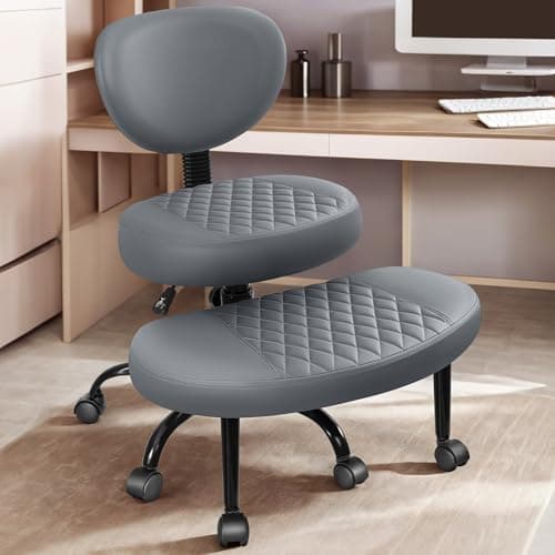 AtHope Ergonomic Cross Legged Office Chair with Wheels - Adjustable Height for Meditation, ADHD Desk & Yoga - Wide Criss Cross Design with Lumbar Support, Kneeling Chair - Dark Gray - Image 1