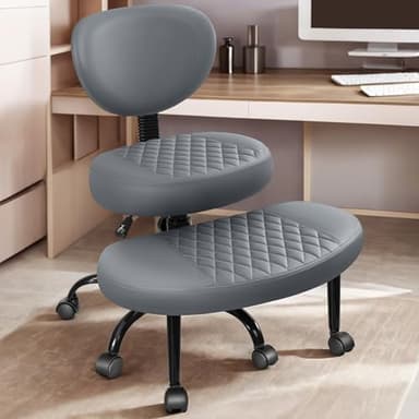 AtHope Ergonomic Cross Legged Office Chair with Wheels - Adjustable Height for Meditation, ADHD Desk & Yoga - Wide Criss Cross Design with Lumbar Support, Kneeling Chair - Dark Gray - Image 1