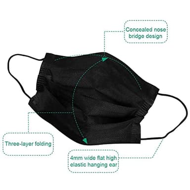 NNPCBT 500PCS 3 ply black disposable masks filter mask - Image 5