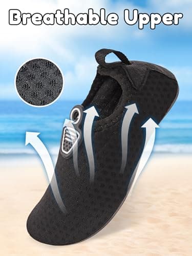 HEETA Barefoot Water Sports Shoes Footwear for Littile Kids or Toldders, Boys & Girls, 9-9.5 Littile Kids, for Beach, Water Sports, Water Parks, Black - Image 2