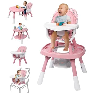 Xilingol 15-in-1 Convertible High Chair, 2-in-1 Baby Highchair & Activity Center W/Toys, Booster Seat | Building Block Table | Toddler Chair W/Removable Tray & 5-Point Harness & 2-Layer Cushion - Image 1