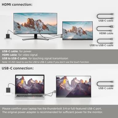 Upperizon Portable Monitor 15.6" 4K UHD 3840X2160 100000:1 100% DCI-P3 60Hz OLED Touchscreen HDR HDMI USB-C Travel Monitor for Laptop MacBook PC Surface PS5 Xbox, External Display with Kickstand - Image 5
