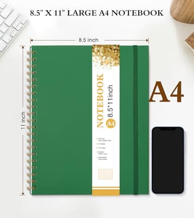 Spiral Notebook Journal 8.5” x 11”, A4 Large Notebooks for Women Men, College Ruled Lined Journal, 100 GSM Paper, Hardcover Spiral Bound Journals for Work School Writing Note Taking Business, Green - Image 2