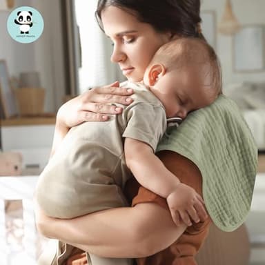 HIPHOP PANDA Muslin Burp Cloths, 10 Pack - Large 20" X10" - Ultra Absorbent and Soft 100% Cotton Baby Essentials Drool Rags and Messes for Newborn - ​Colorful Designs for Boy Girl, Multicolor - Image 2