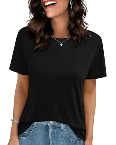 GAYHAY T-Shirts for Women - Black Short Sleeve Basic Tees Soft Crew Neck Trendy Summer Tops for Casual Outfits 2025 - Image 1