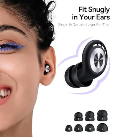 Ear Plugs for Sleeping Noise Cancelling 50dB Concert Earplugs for Noise Reduction Reusable Soft Silicone Ear Plugs for Snoring Shooting Motorcycle Airplanes Musicians with 7 Eartips Case Black - Image 4
