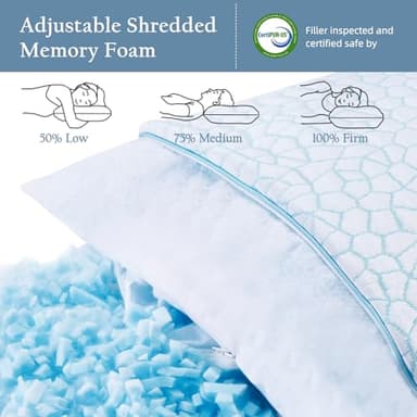 Luxe Linen Reversible Soft & Cooling Bed Pillow for Sleeping Set of 2, King Cozy Bamboo Rayon Pillow for Side, Back & Stomach Sleepers, PE Cooling Adjustable Shredded Memory Foam Pillows 20"*36" - Image 4