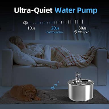 Homtyler Cat Water Fountain, Stainless Steel Inside Ultra-Quiet Pump, 2L/67oz Automatic Dog Dispenser Water Bowl, Multiple Pets Water Fountain - Image 8