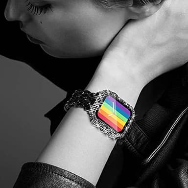 Surace Compatible with Apple Watch Case 38mm with Screen Protector for Apple Watch Series 6/5/4/3/2/1, Bling Case 300 Crystal Diamond Tempered Glass Protective Cover for 38mm 40mm 42mm 44mm, Black - Image 6