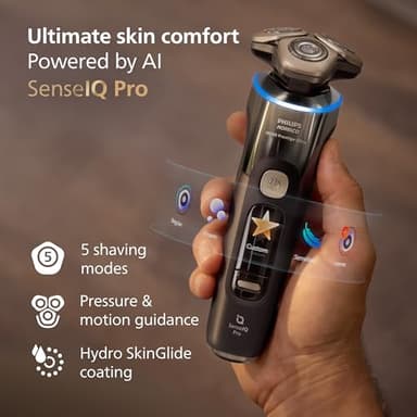 Philips Norelco Shaver i9000 Prestige Ultra, Wet & Dry Electric Shaver, Dark Slate, SenseIQ Pro Technology, Triple Lift & Cut System, 360 Rotating NanoTech Precision Blades, Quick Clean Pod, XP9402/86 - Image 7