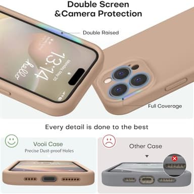 Vooii Compatible with iPhone 16 Pro Max Case, Liquid Silicone Upgrade [Camera Protection] [Soft Anti-Scratch Microfiber Lining] Shockproof Phone Case for iPhone 16 Pro Max 6.9 inch - Light Brown - Image 3