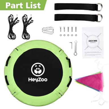 HeyZoo Tree Swing, Saucer Swing 40 Inch for Kids, 900lbs Weight Capacity, with Adjustable Hanging Straps, for Backyard and Outdoor Playground, Yellow-Green - Image 6