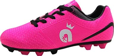 BomKinta Kid's FG Soccer Shoes Athletic Outdoor Soccer Cleats Rose Red Size 3 M US Little Kid - Image 1