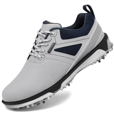 ULTIANT Men's Golf Shoes Fixed Nailless Sole Waterproof Lightweight No-Slip Walking Shoes Size7.5-13(Grey,40) - Image 1