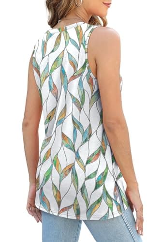 Tank Tops for Womens Crewneck Cute Printed Summer Tops Loose Fit Workout Yoga Shirt Beach Vacation Outfits Travel XL - Image 5