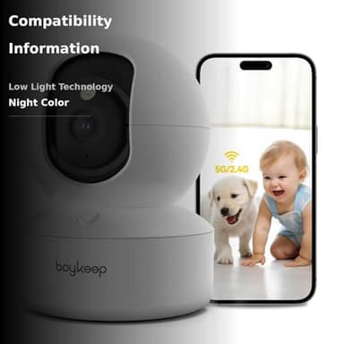 BoyKeep Indoor Camera - 2K Pet Camera, 5G/2.4GHz WiFi Cam for Baby Monitor with Phone App, 360° Pan & Tilt, 2-Way Audio, Color Night Vision, New for 2025 with 12s Free Cloud Storage - Image 3