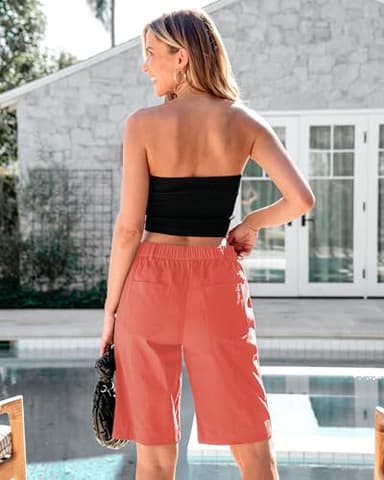 luvamia Womens Long Shorts High Rise Shorts Cute Summer Outfits for Women Spiced Coral Size Medium Size 8 10 - Image 3