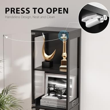 BROTTAR Glass Display Cabinet, 4-Tier Curio Cabinets with 3 Color Lights for Collectibles, Storage Cabinet with Door, Glass Display Case & Bookcase with Human Body Sensor, Black - Image 7