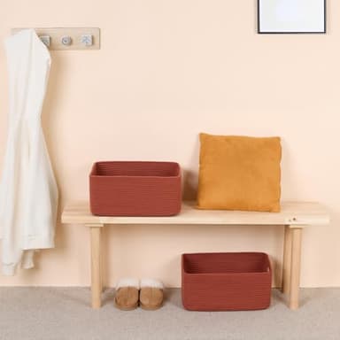 MiniArk Large Storage Baskets for Shelves, Closet Organizers Bins for Clothes Blanket Towels, Baby Nursery, Toy Baskets Box, Woven Rope Baskets, 17 x 13 x 7.5”, 2 Packs Oxide Red - Image 6