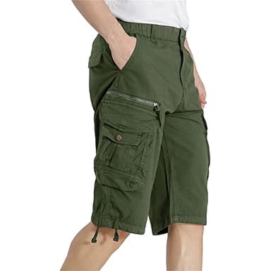 DGWZ Mens Cargo Shorts Elastic Waist Multi Pocket Hiking Outdoor Camo Stretch Cotton - Image 1