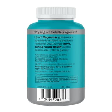 Qunol Magnesium Gummies for Adults, 200mg Elemental Magnesium (from 1,750mg Magnesium Citrate), High Absorption Magnesium Supplement, Supports Nerve, Bone and Muscle Health, Vegetarian, 90 Count - Image 8