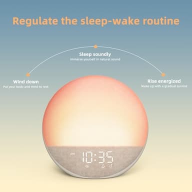 Sunrise Alarm Clock White Noise Machine: Natural Wake Up Light - Dimmable Clock with Bluetooth Speaker for Bedroom - 25 Sleep Sounds for Baby Adults Kids Putty - Image 5