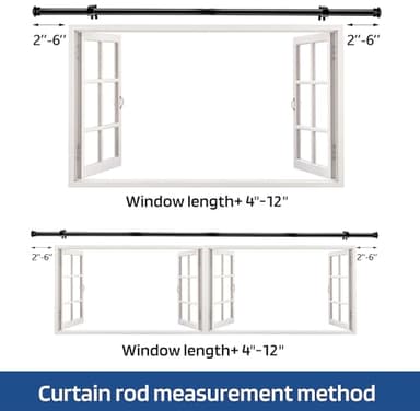 Standard Decorative Window Curtain Rods 30 to 88 Inch,5/8 Inch Diameter Small Curtain Rod Set, Heavy Duty Drapery Rods with Brackets Black - Image 6
