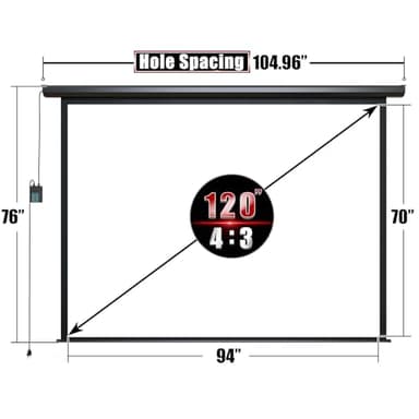 Aoxun 120" Motorized Projector Screen - Indoor and Outdoor Movies Screen 120 inch Electric 4:3 Projector Screen W/Remote Control - Image 2