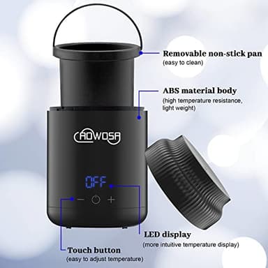 Mini Wax Pot Warmer for Hair Removal, Professional Portable Digital Wax Heater Machine for Facial Body SPA Salon, with 200ml Non-stick Pot, ℃/℉ Switchable Display, 100 Brow Sticks - Image 6