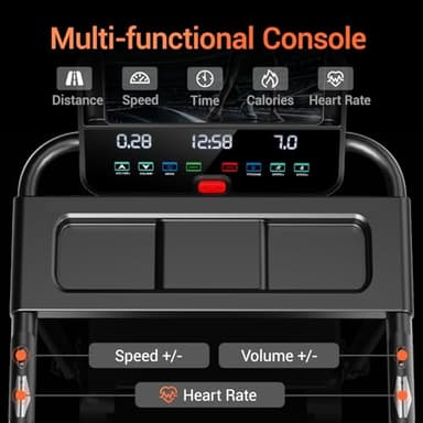 LONTEK Treadmills for Home, 3.0HP Quiet Brushless Folding Treadmill with Heart Rate Sensor, Silicone Damping System, 300lbs Weight Capacity, Holder for Cup&Phone - Image 3