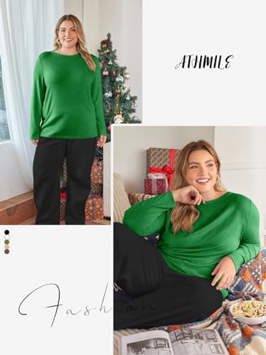 ATHMILE Christmas Womens Long Sleeve T Shirts Crewneck 2025 Fall Trendy Tops Tunic Outfits Fitted Shirts Basic Tee St Patrick's Day Shirts Green - Image 5