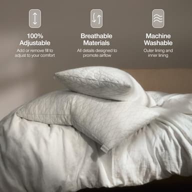 Coop Home Goods Original Adjustable Pillow, King Size Bed Pillows for Sleeping, Cross Cut Memory Foam Pillows - Medium Firm Back, Stomach and Side Sleeper Pillow, CertiPUR-US/GREENGUARD Gold - Image 5