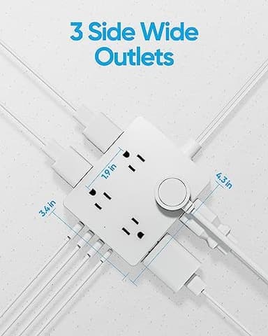 Surge Protector Power Strip 10 ft Cord, Olcorife Ultra Thin Flat Plug Extension Cord, 8 Outlets 4 USB Ports(1 USB C), Flat Plug Outlet Extender, College Dorm Room Essentials, White - Image 7