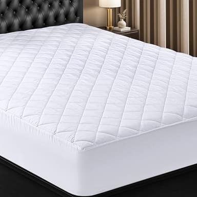 Utopia Bedding Quilted Fitted Mattress Pad, Full Size, Elastic Fitted Mattress Topper Protector and Cover Stretches up to 16 Inches Deep, Machine Washable (White) - Image 1
