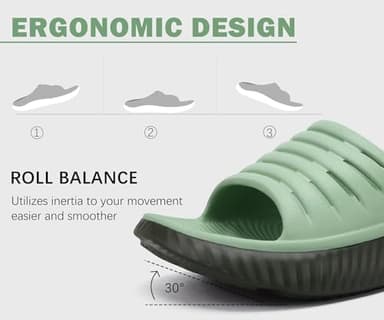 KuaiLu Womens Recovery Sandals Comfortable Plantar Fasciitis Arch Support Ladies Orthopedic Open Toe Slip On Running Sport Walking Slides Thick Athletic Cushion Slippers Summer Sliders Green Size 7 - Image 6