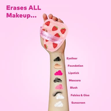 The Original MakeUp Eraser, 7-Day Set, Erase All Makeup With Just Water, Including Waterproof Mascara, Eyeliner, Foundation, Lipstick, Sunscreen, and More! Strawberry Fields, 7ct. - Image 4