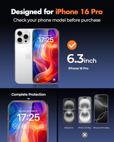 UNBREAKcable 2-Pack Screen Protector for iPhone 16 Pro, Double Shatterproof Tempered Glass [Easy Installation Frame] [9H Hardness] [99.99% HD Clear] [Case Friendly] for Apple iPhone 16 Pro 6.3 inch - Image 6