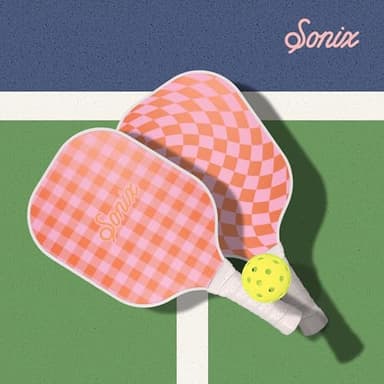 Sonix | USAPA Approved | Pickleball Paddles Set of 2 | Fiberglass Surface Pickleball Set with 2 Rackets, 4 Balls, & Bag | Checkmate Pink/Orange - Image 7