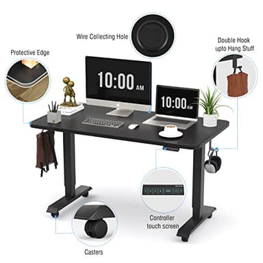 Monomi Electric Height Adjustable Standing Desk, 48x24 Inches, Ergonomic Home Office Sit/Stand Up Desk (Black Steel Frame/Black Top) - Image 10