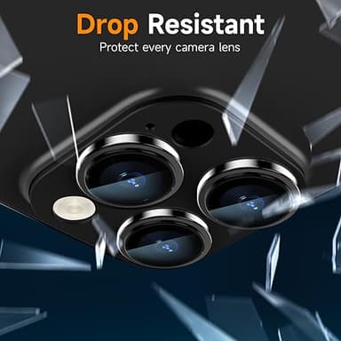 YWXTW for iPhone 15 Pro/iPhone 15 Pro Max Camera Lens Protector, [1:1 Perfect Fit] Matte Metal Anti Scratch Tempered Glass Camera Screen Protector Accessories, Case Friendly (Black Titanium) - Image 4