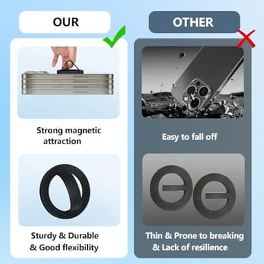 Magnetic Silicone Ring Grip Phone Holder, Rotating Finger Loop Ring Grip Holder, Soft and Portable, Strong Magnetic Attraction, Compatible with Magsafe Phone Case (Black) - Image 3