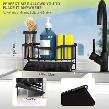 Fssvcd Maifan Sink Caddy Sponge Holder for Kitchen with Brush Holder and Stainless Steel Self Drain Tray, Rustproof Kitchen Sink Organizer for Sponge, Soap Dispenser Storage Accessories - Image 2