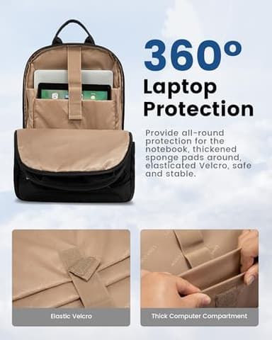 LOVEVOOK Laptop Backpack for Women, 15.6 Inch Work Backpack Purse, Large Capacity Stylish Daypack, Business Computer Bag, Travel Backpack for College, Black - Image 3