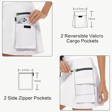 MIVEI Women's Hiking Cargo Skort Skirt High Waisted Golf Dressy Casual with Zipper Pockets Workout Sport Quick Dry Skirts White - Image 3