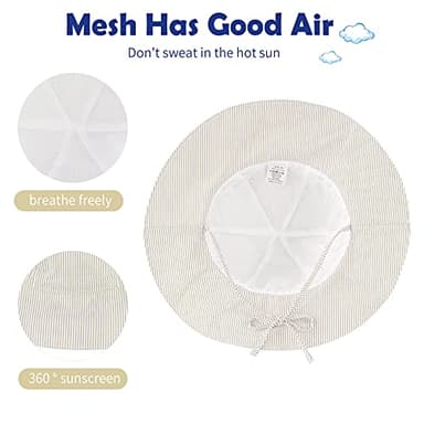 Zando Baby Girl Sun Hat Infant Wide Brim Hats Baby Boy Beach Hat UPF 50+ Toddler Caps for Boys Girls Baby Bucket Hat Beige 6-12 Months - Image 7