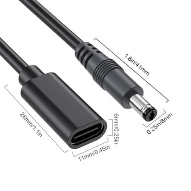 Traovien DC 5.5mm x 2.1mm to USB C Power Cable,5V 3A DC 5521 Male to USB Type-C Female Power Jack Extension Charge Cord for Phones Table- 22cm(2Pcs) (5521M /TypeC F) - Image 4