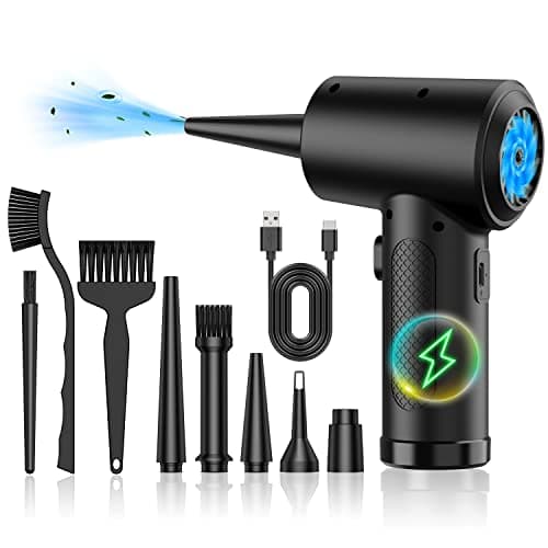 Compressed air Duster- Keyboard Cleaner for Office- no Canned Reusable- Good Replacement can -91000RPM Electric dusters-Compressed air Blower- Jet Fan- Snow Blower for car-7600mAh -pc Cleaning - Image 1