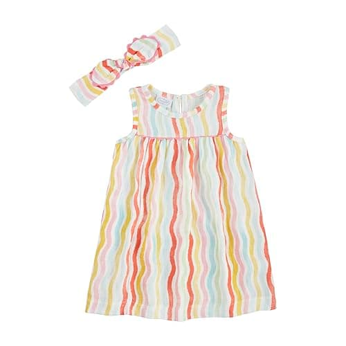 Mud Pie Baby Girls Children's Rainbow Dress and Headband - Image 1