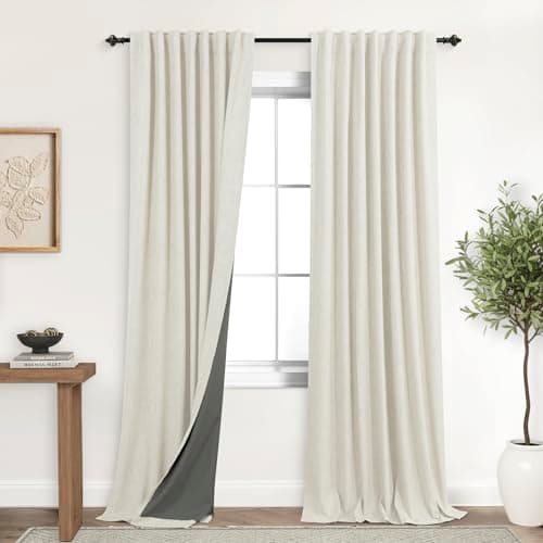 KOUFALL 90 Inch Linen Blackout Curtains for Bedroom Living Room,Cortinas para Sala Modernas 2025 Dormitorio De Lino Elegantes Livingroom Curtins Curtians - Image 1